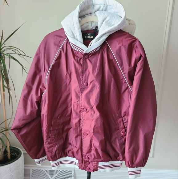 VTG Red Head Burgundy Hooded Men's Jacket with Gray Trim Sz.M - Picture 1 of 9